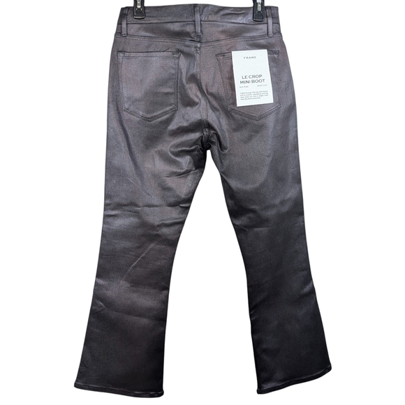 FRAME Le Crop Mini Boot Cut Jeans Coated Stretch Denim Midrise Mahogany 31 NWT - Picture 4 of 16
